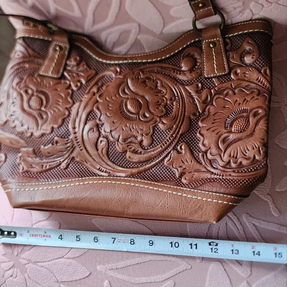 BOC Brown Embossed Shoulder Bag - Picture 7 of 8